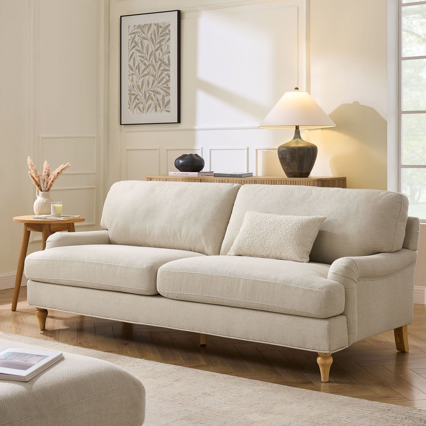 Hampshire 3 Seater Sofa - Beige - W 206 x D 90 x H 86 cm.