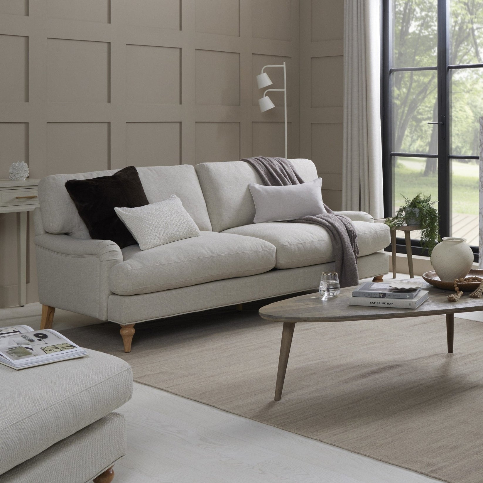 Hampshire 3 Seater Sofa - Beige - W 206 x D 90 x H 86 cm. alternate view