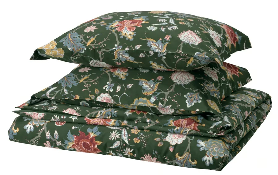 NÄSSELKLOCKA Duvet cover and 2 pillowcases, dark grey-green/multicolour, 200x200/50x60 cm alternate view