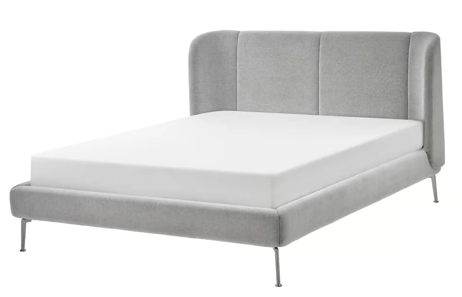 TUFJORD upholstered bed frame, Tallmyra white/black