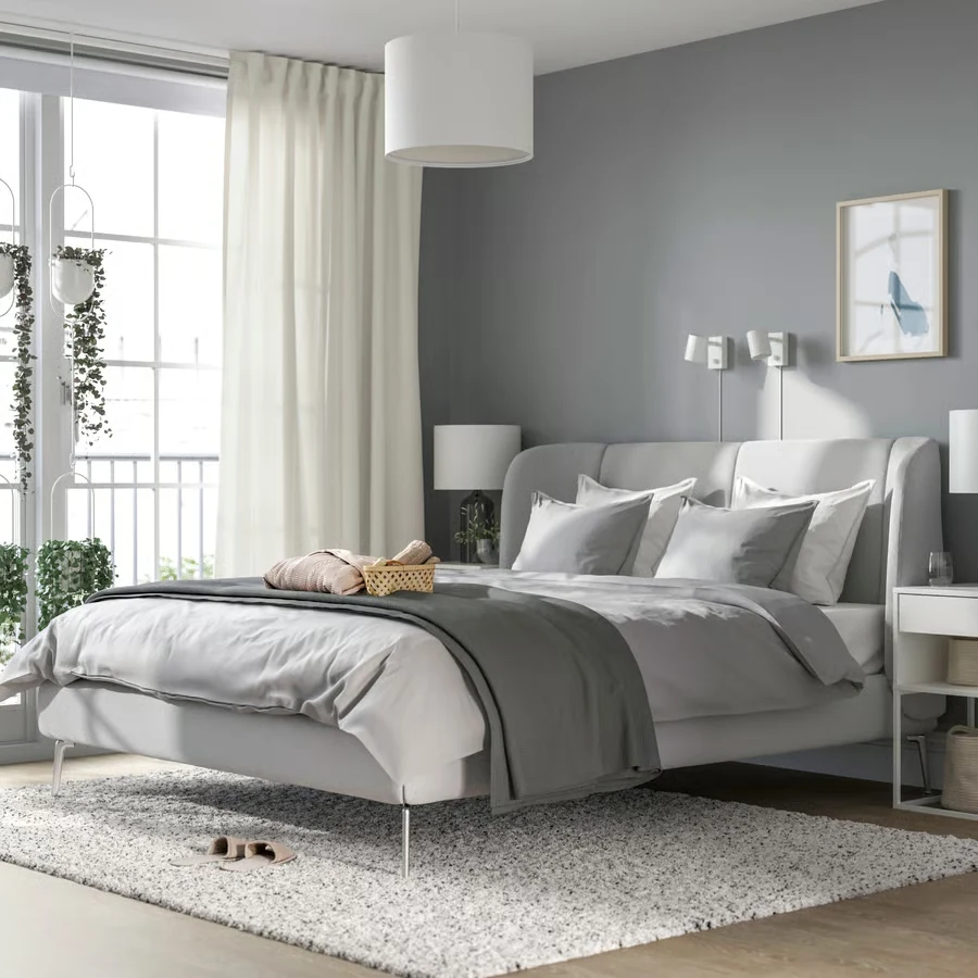 TUFJORD upholstered bed frame, Tallmyra white/black alternate view