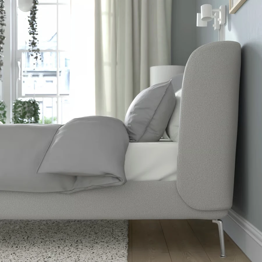 TUFJORD upholstered bed frame, Tallmyra white/black alternate view